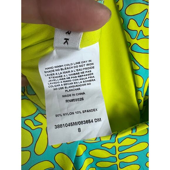 Trina Turk TRELLIS One Piece Aqua Yellow Swimsuit Twist Halter NWT $184 Sz 8 - Picture 8 of 8